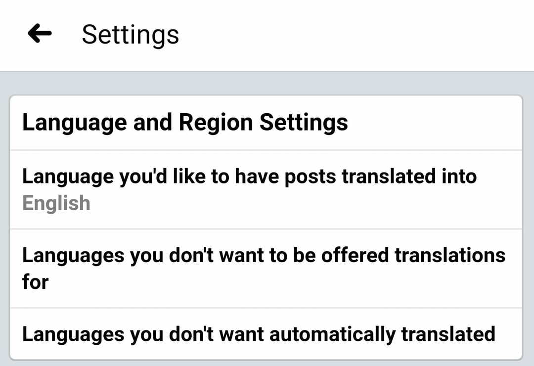 Facebook-Sprachen, für die keine Übersetzungen angeboten werden sollen