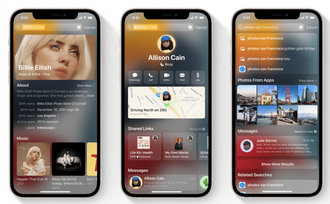 Spotlight-søgning ios 15