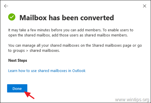 Konvertējiet lietotāja pastkasti par koplietotu pastkasti — Office 365