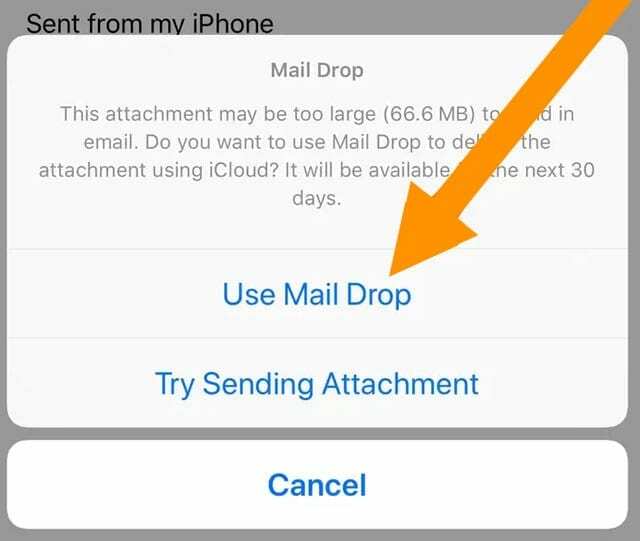 utilizați Mail Drop pentru a trimite fișiere mari prin aplicația Mail și iCloud