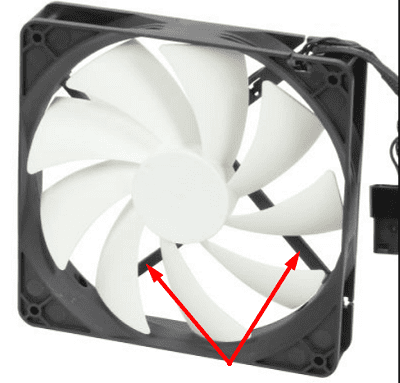 lado de escape del ventilador de la computadora