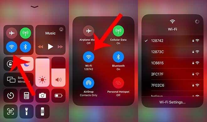 iOS 13 - חלונית Wi-Fi