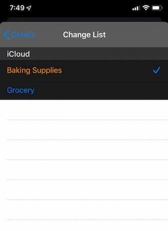 Modifique as propriedades do item de lembrete no aplicativo de lembretes iOS 13