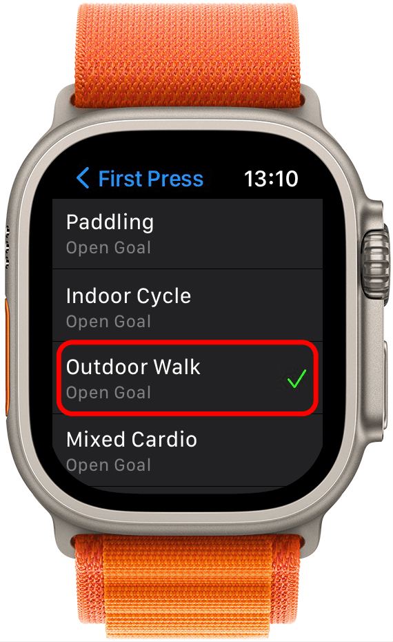 Ich werde Outdoor Walk Open Goal auswählen, da ich dieses am häufigsten verwende.