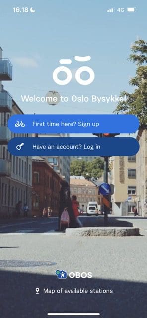 bysykkel 開始ページのスクリーンショット