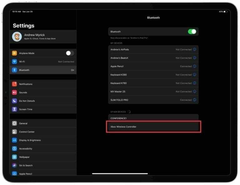 Emparelhar o controlador do Xbox com o iPad