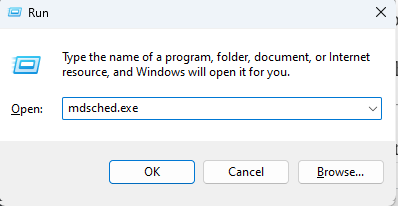 Напишіть mdsched exe у вікні запуску