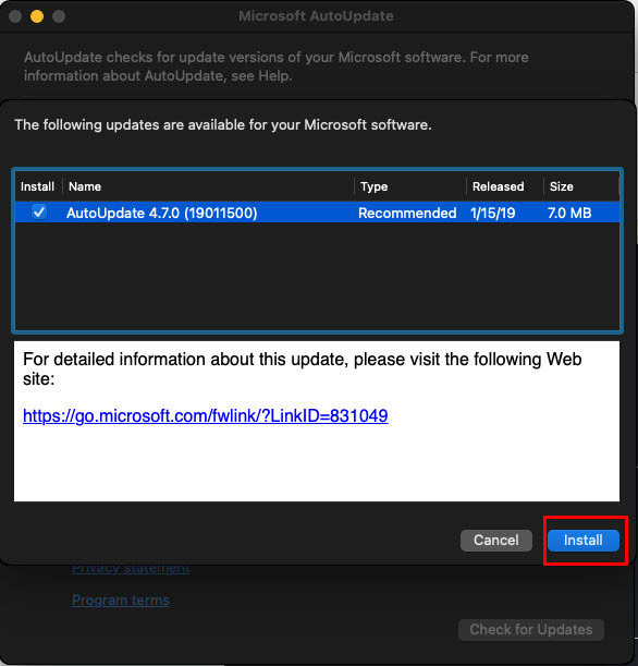 Installieren von Updates für Microsoft-Apps auf dem Mac