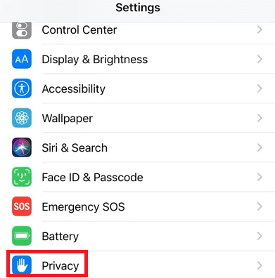 iPhone - Datenschutzeinstellung