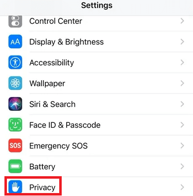 iPhone - Configuração de privacidade