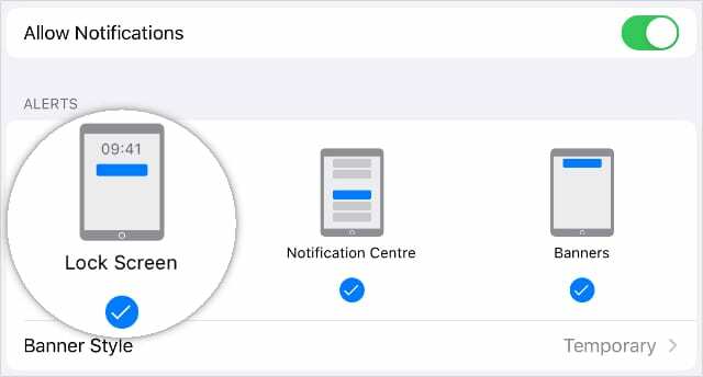 Pengaturan Notifikasi Layar Kunci di iPad