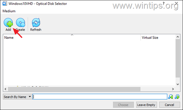 إرفاق ملف windows iso virtualbox