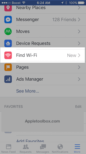 Nájdite Wi-Fi v nastaveniach Facebooku
