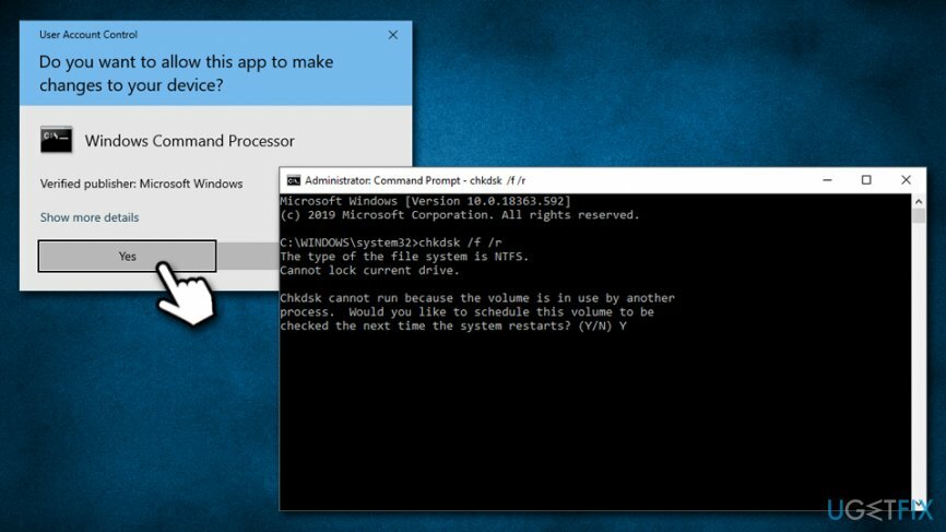 Jalankan Periksa disk melalui Command Prompt