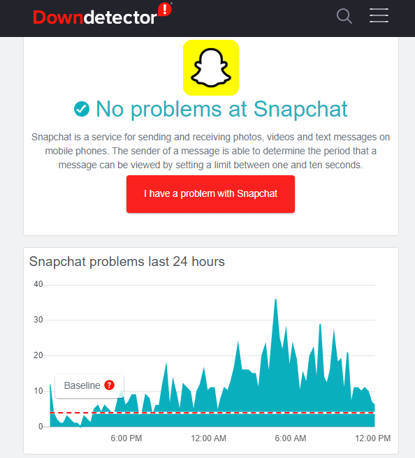 проверьте, не работает ли Snapchat