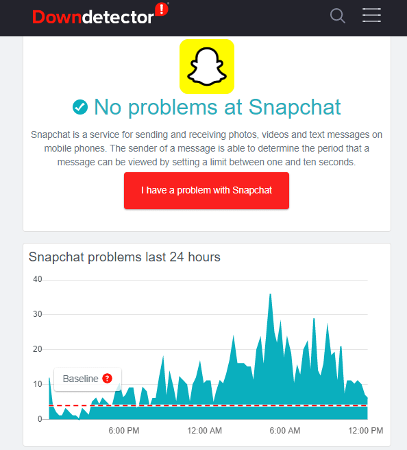 verifique se o snapchat está fora do ar