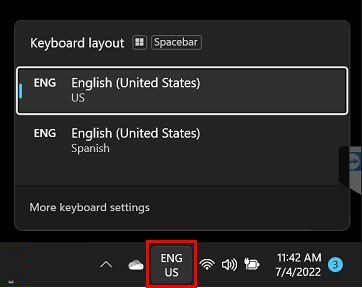 Alternar pacotes de idiomas Windows 11