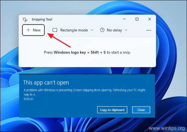 CORRECTIF: erreur de l'outil de capture « Cette application ne peut pas s'ouvrir » dans Windows 11