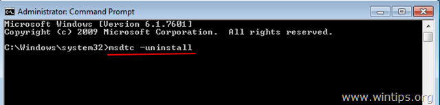msdtc –uninstall
