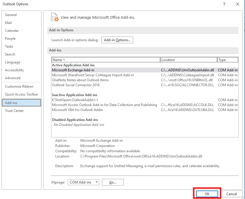 Botão Ir presente na parte inferior da janela