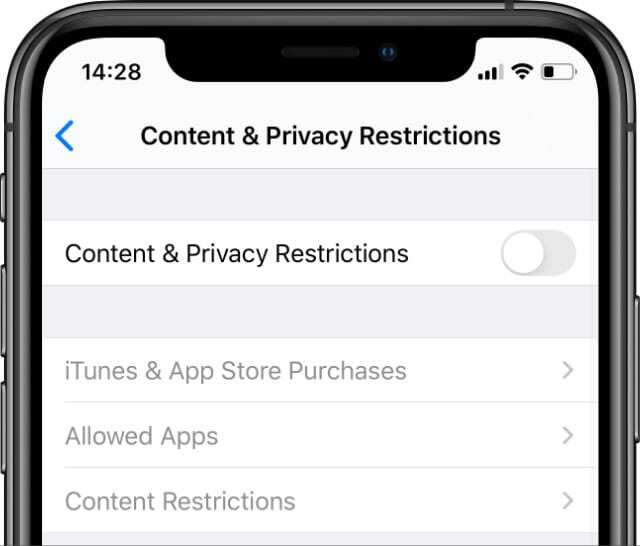 Restrizioni di contenuto e privacy attivate nelle impostazioni del tempo di utilizzo su iPhone