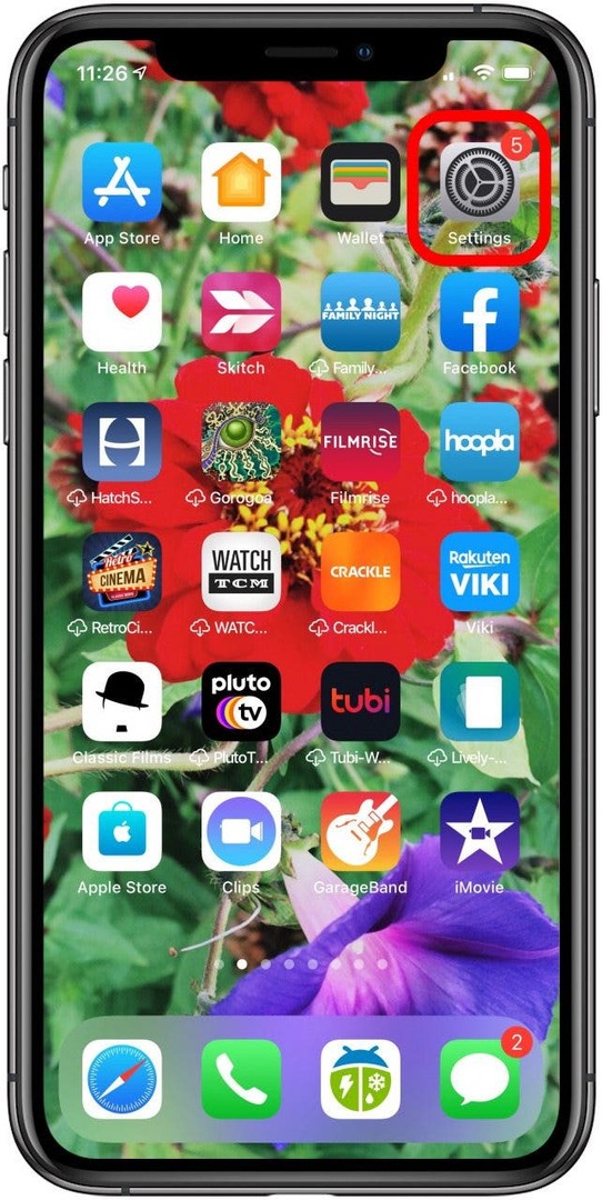 iphone nustatymų programa