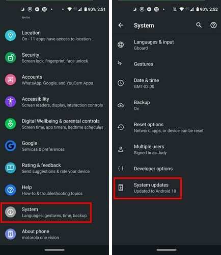 Проверете за системна актуализация на Android