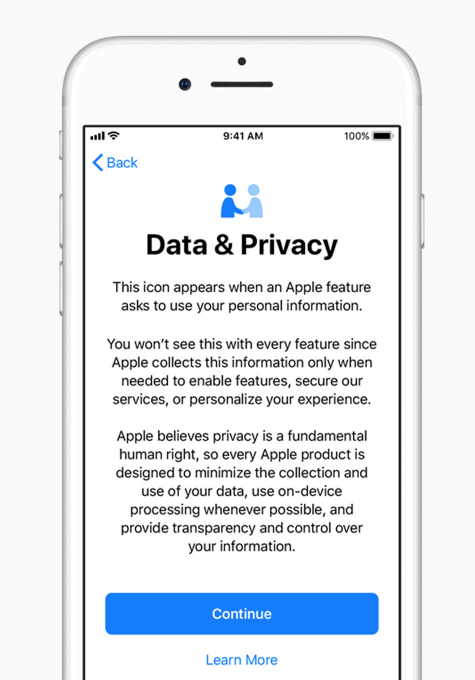 פרטיות ואבטחה של iOS 11.3