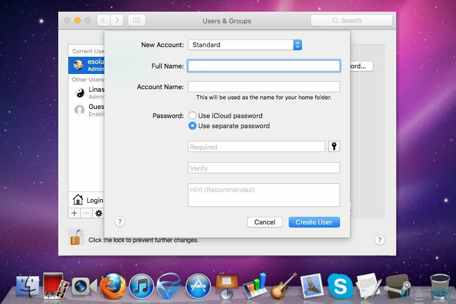 Utwórz nowe konto użytkownika na Macu