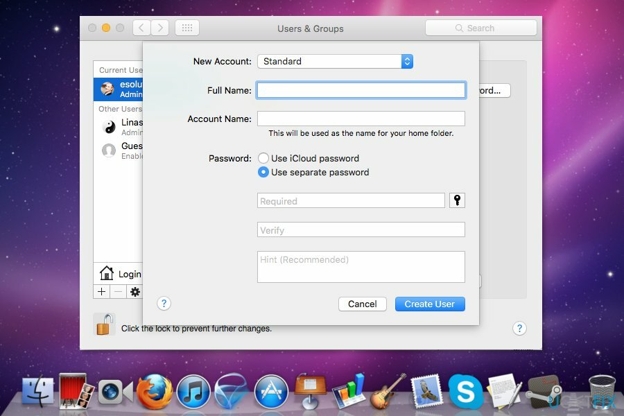Δημιουργία νέου λογαριασμού χρήστη σε Mac