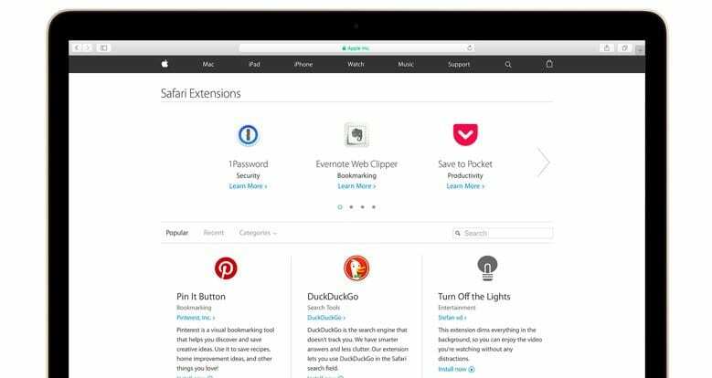 Επεκτάσεις Safari macOS Mojave