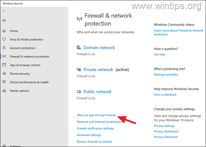 Eine App durch die Firewall zulassen