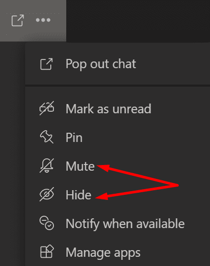 उपयोगकर्ता Microsoft टीमों को म्यूट और छिपाएं