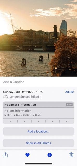 Cuplikan layar menunjukkan cara menyesuaikan lokasi gambar di iOS