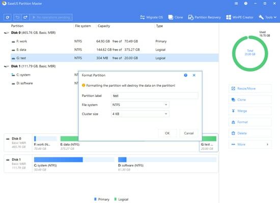 EaseUS Partition Master (ซอฟต์แวร์จัดการพาร์ติชั่นฟรีที่ดีที่สุด)