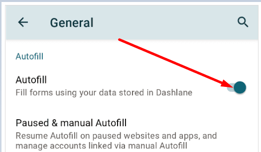 Dashland įgalinti automatinį „Android“ užpildymą