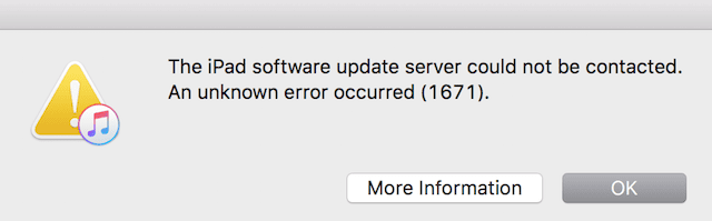 Hata kodu 1671, iTunes'u geri yüklerken Takıldı, Düzeltme
