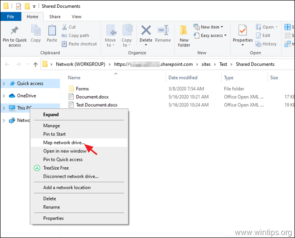 Yhdistä SharePoint-asiakirjat verkkoasemaksi Windows Explorerissa