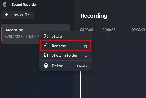 ध्वनि रिकॉर्डर फ़ाइल का नाम बदलें