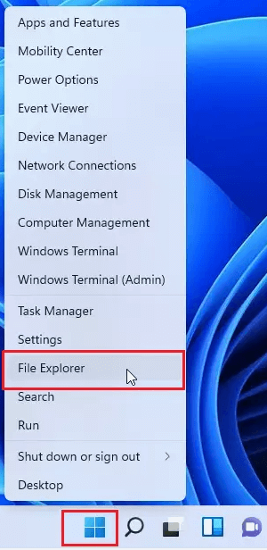 Изберете File Explorer в Windows 11