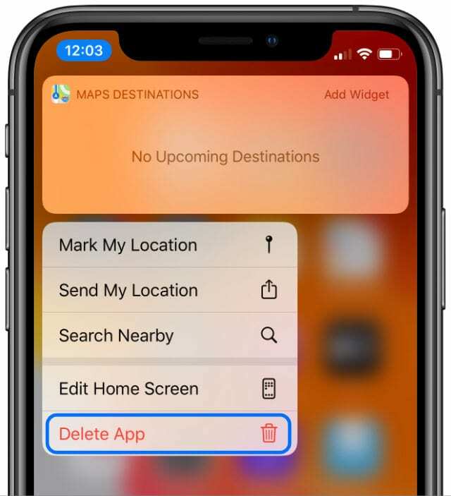 Ta bort appalternativ i iOS 13