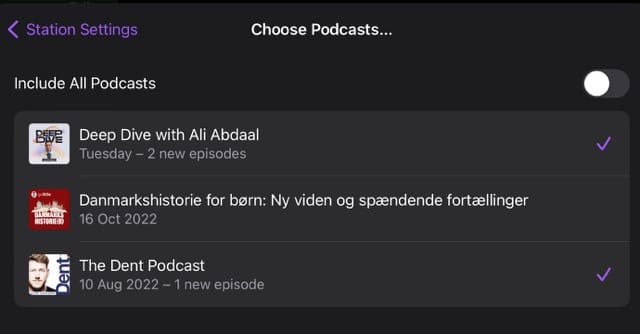 Új podcastok hozzáadása az Apple Podcasts képernyőképen