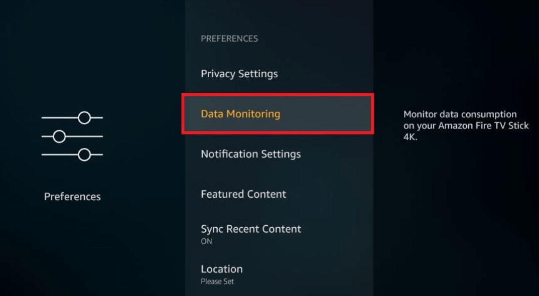 napsauta Data Monitoring