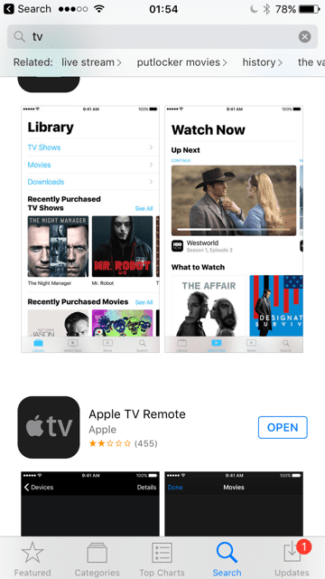 Réinstallez la nouvelle application TV depuis l'App Store