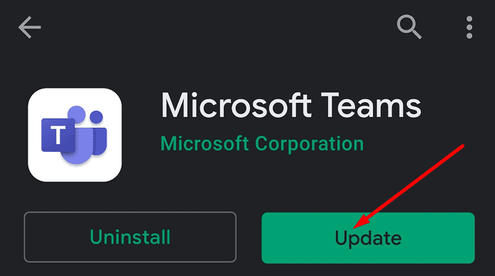 atnaujinti „Microsoft Teams“ programą mobiliesiems