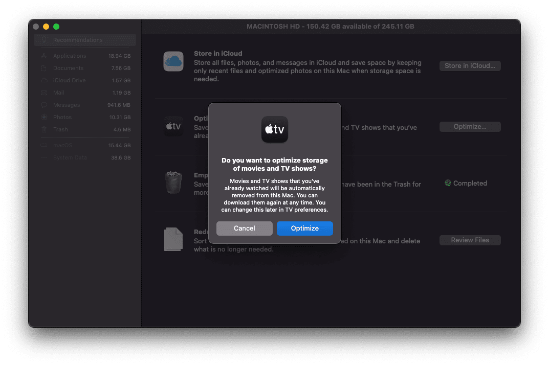 Як використовувати Optimize Storage на Mac Apple TV