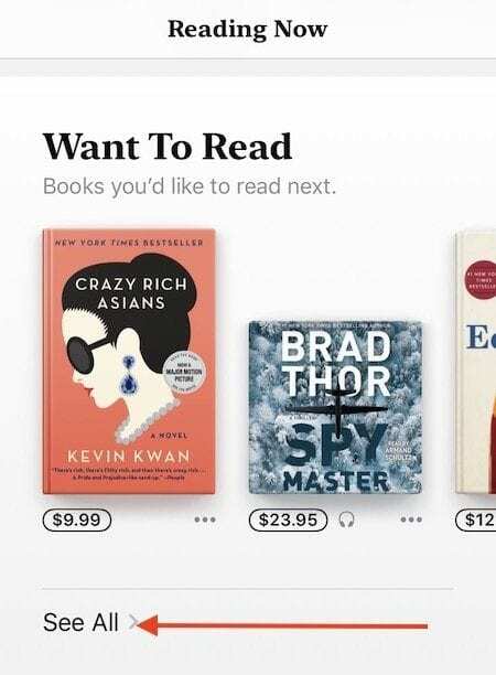 Raamatute sooviloendi haldamine iPhone'is või iPadis iOS 12-s