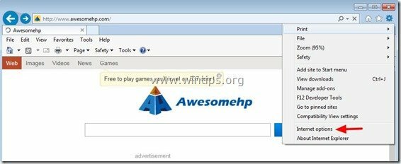 إزالة-awesomehp.com- إنترنت إكسبلورر