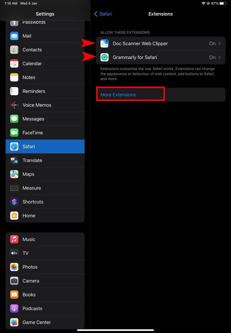 Λήψη επεκτάσεων για το Safari στο iPad