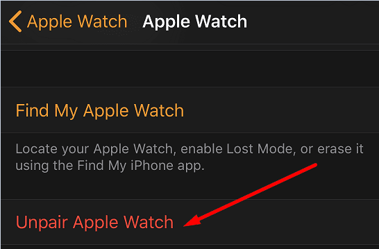 zrušte spárování Apple Watch s iphone